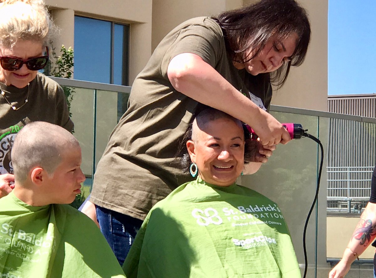 Acsteen's tweet photo. ⁦@StBaldricks⁩ Rock the Bald! #MakeADifference #SaveLives #ChildhoodCancer #SpreadTheLove https://t.co/R9AWiJwyxV