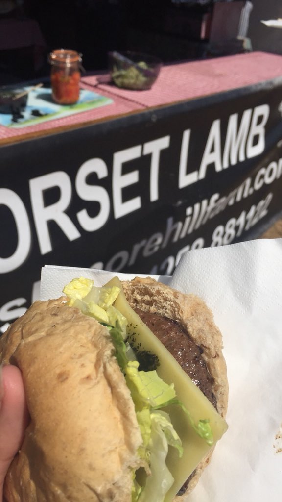 pitman_rachael's tweet photo. This lamb burger was just one of the lovely food options @SortedinDorset1 
It’s not to late it’s happening all over again tomorrow. Raising money for local charities. https://t.co/9UQ7GJfWov