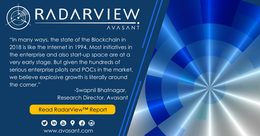fraynarro's tweet photo. “In many ways, the state of the #Blockchain in 2018 is like the Internet in 1994..." - Swapnil Bhatnagar, Research Director, Avasant. 

Learn more about this emerging industry: #Blockchain Services RadarView™ Report 2018 - https://t.co/HZ3W6immRN  #digital #CIO #ZeroIn https://t.co/LaYl5YCGnn