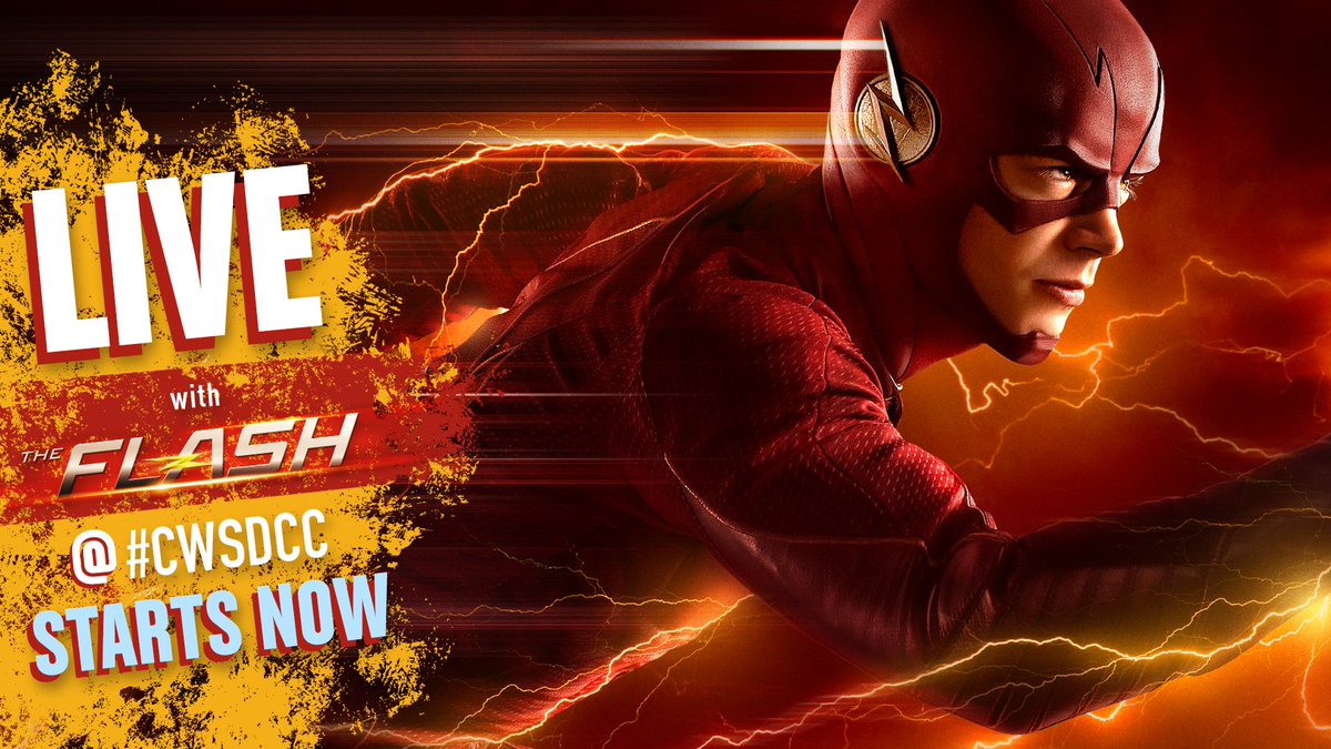 CW_TheFlash's tweet photo. The cast of #TheFlash is LIVE NOW at #CWSDCC: https://t.co/iDYzCwzKiu https://t.co/ZPs1CLLESK