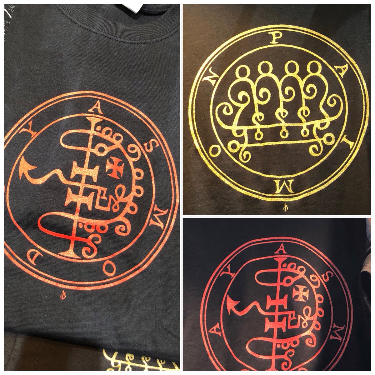 ArkhamBazaar's tweet image. Get your #Occult on at Booth 523 at San Diego Comic-Con with these unique #Goetic seal Tees and button up Work shirts. Don’t be unprepared for the arrival of #Paimon (we also give Asmoday some love). #sdcc2018 #sdcc #Hereditary (yeah, we loved it).