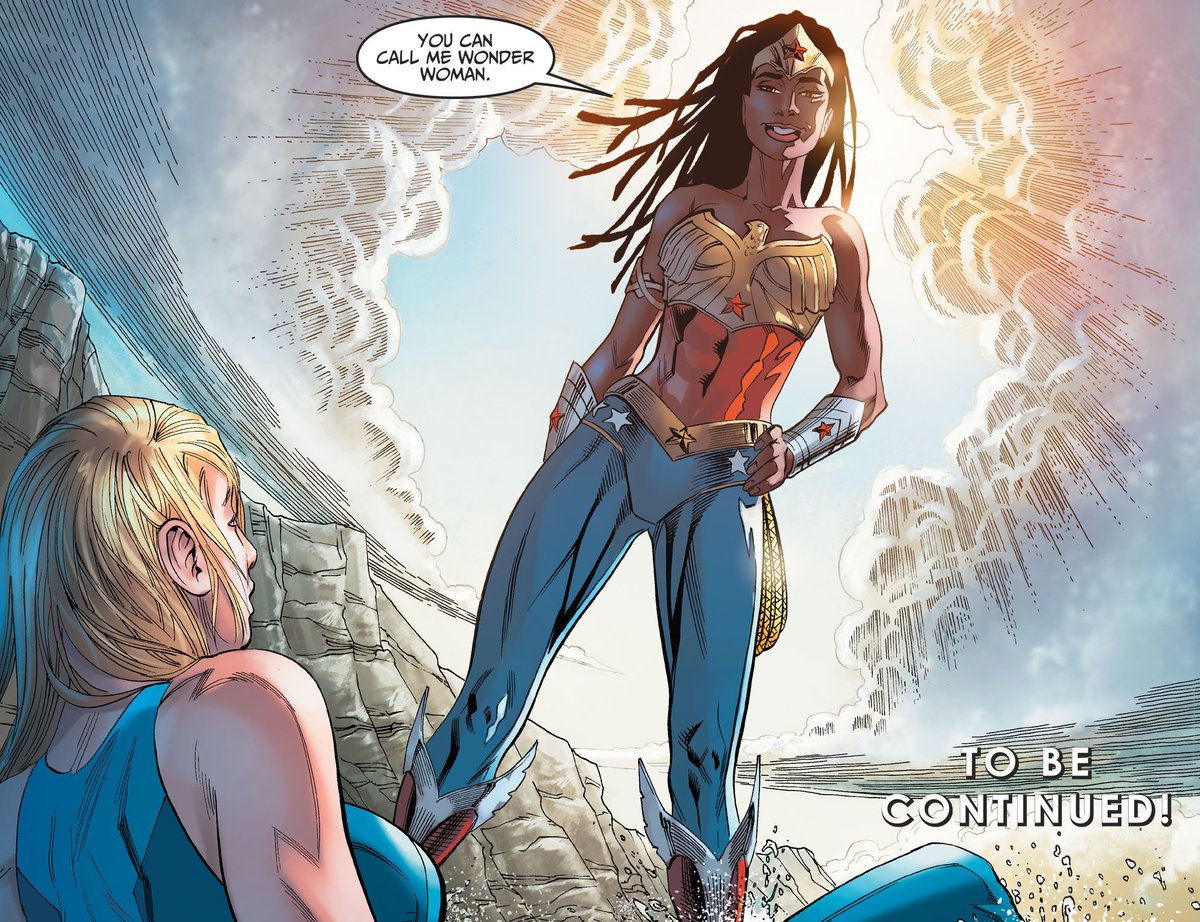 Injustice: The Regime #15December 2017After the treachery, defeat, and imprisonment of Diana, the previous Wonder Woman, the Amazons of Themyscira named Nubia their new champion. Nubia was the first to discover Kara Zor-El when she washed up on the shores of Themyscira.