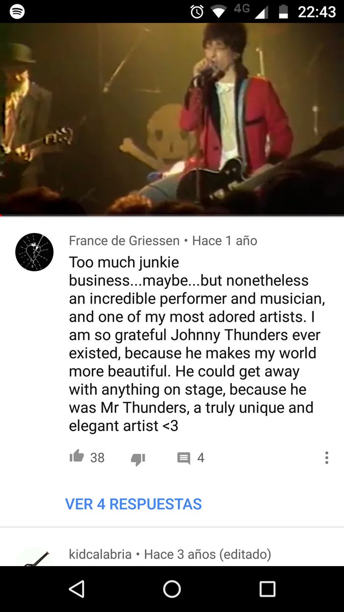 KarlDiesel's tweet photo. Hoy encontré este comentario, y me ha emocionado #JohnnyThundersForever https://t.co/LfUmYc8cqJ