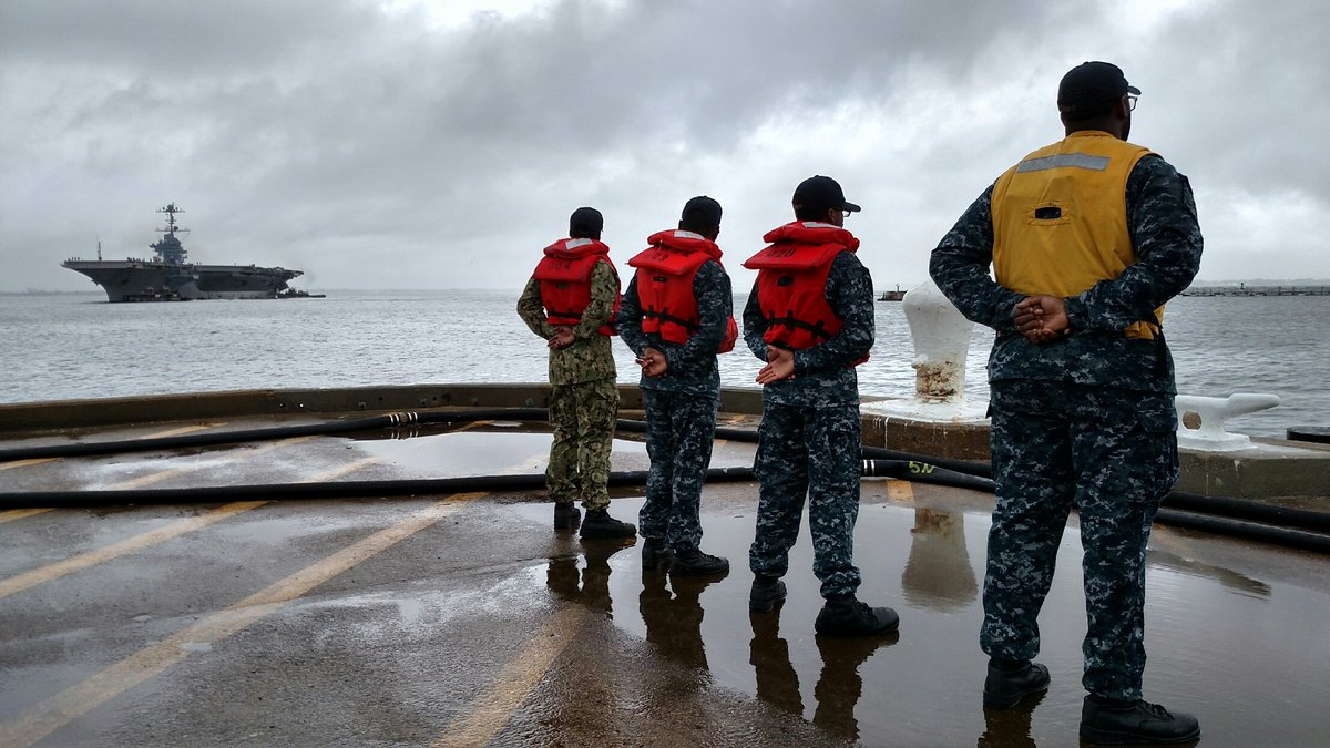 The crew of aircraft carrier USS Harry S. Truman (CVN 75) returns to Norfolk, Va., following a successful three-months at sea operating in the U.S. 6th Fleet area of responsibility. Their return is a part of the dynamic force employment concept – to be operationally unpredictable while remaining strategically predictable.