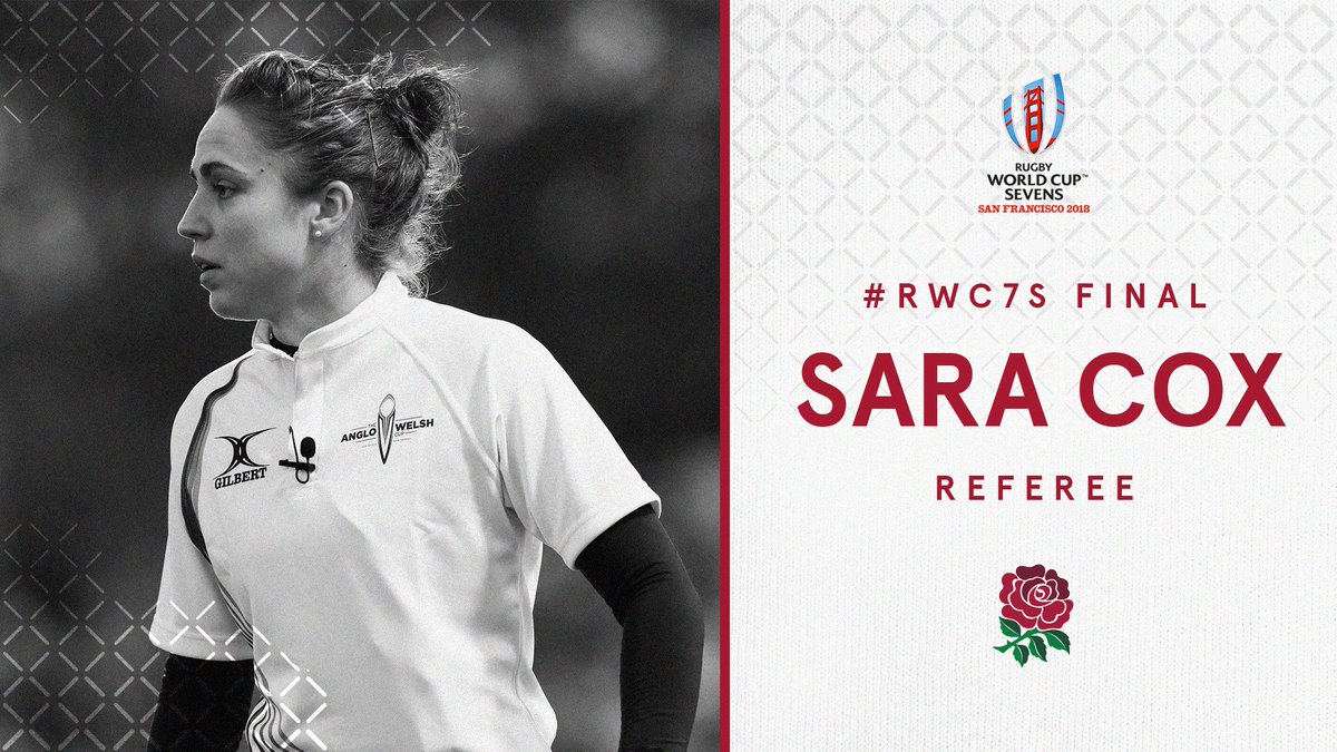 EnglandRugby's tweet image. Big shout out to @SaraCoxRef who has been chosen to officiate tonight's #RWC7s Final between New Zealand and France in San Francisco 👏

Wishing you all the best Sarah 🌹