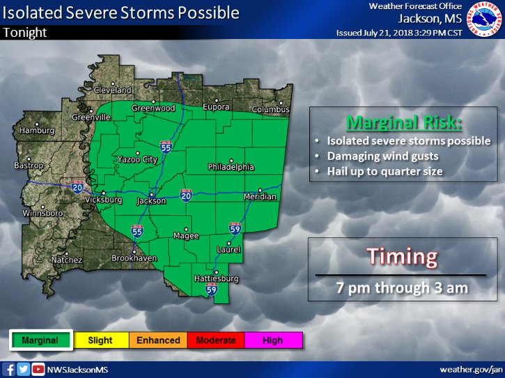 NWS Jackson MS on Twitter "Isolated severe thunderstorms are possible late this evening into
