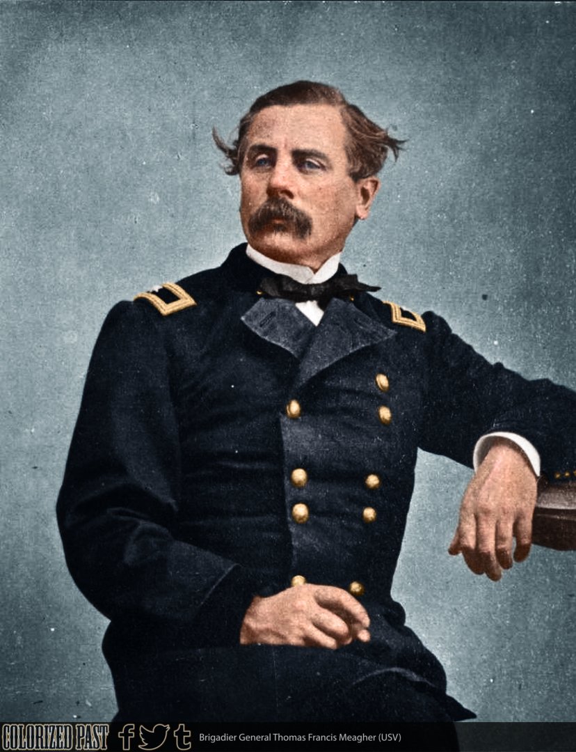 ColorizedPast's tweet image. Following the Civil War, Thomas Meagher was appointed Acting Governor of the Montana Territory.  In 1867, he drowned in the Missouri River after falling from a steamboat at Fort Benton.  One theory suggests he may have been murdered by political opponents.

 @DiscoverIreland