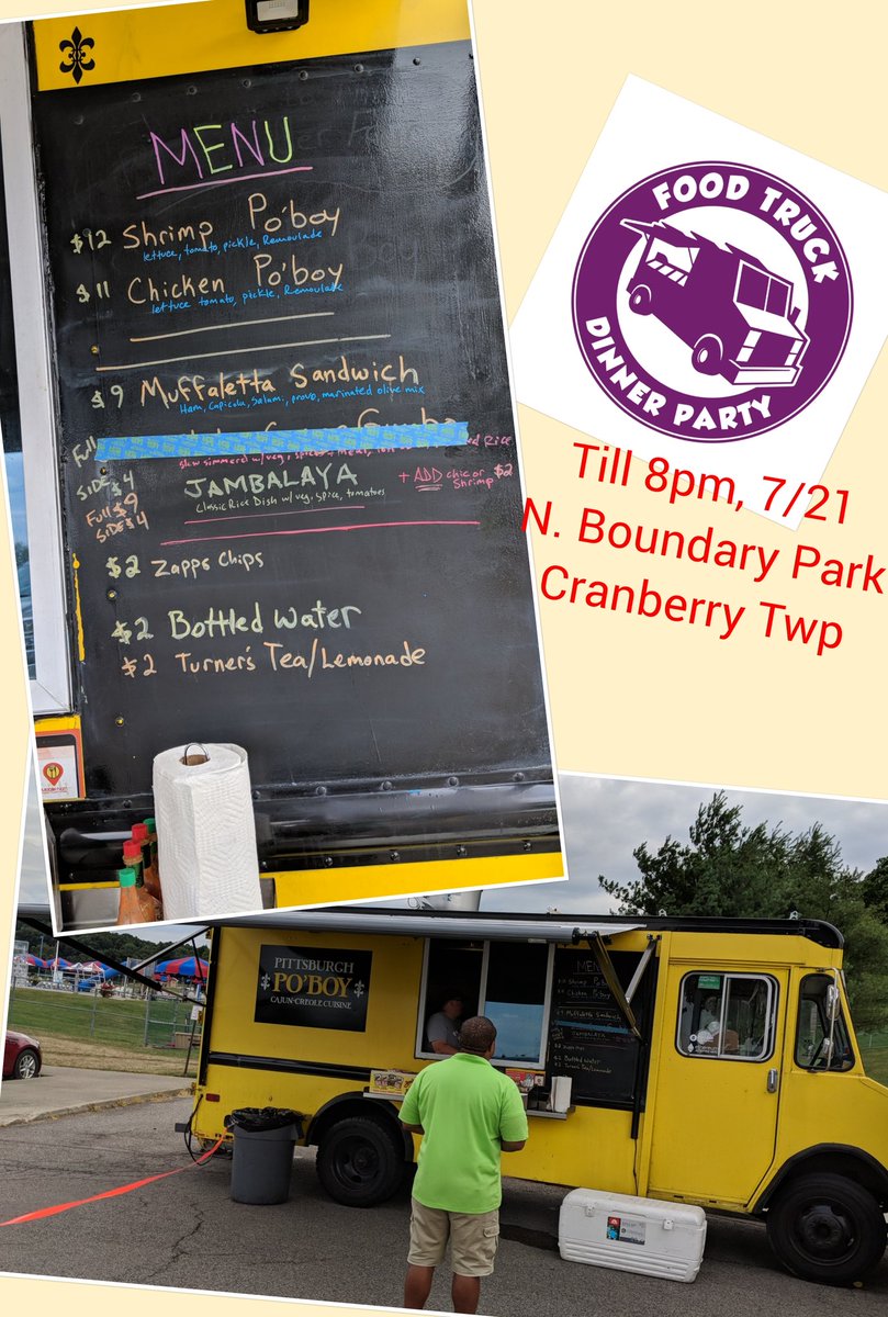 Till 8pm, 7/21
N. Boundary Park
Cranberry Twp
<a href="/pghpoboy/">Pittsburgh Po'boy</a>