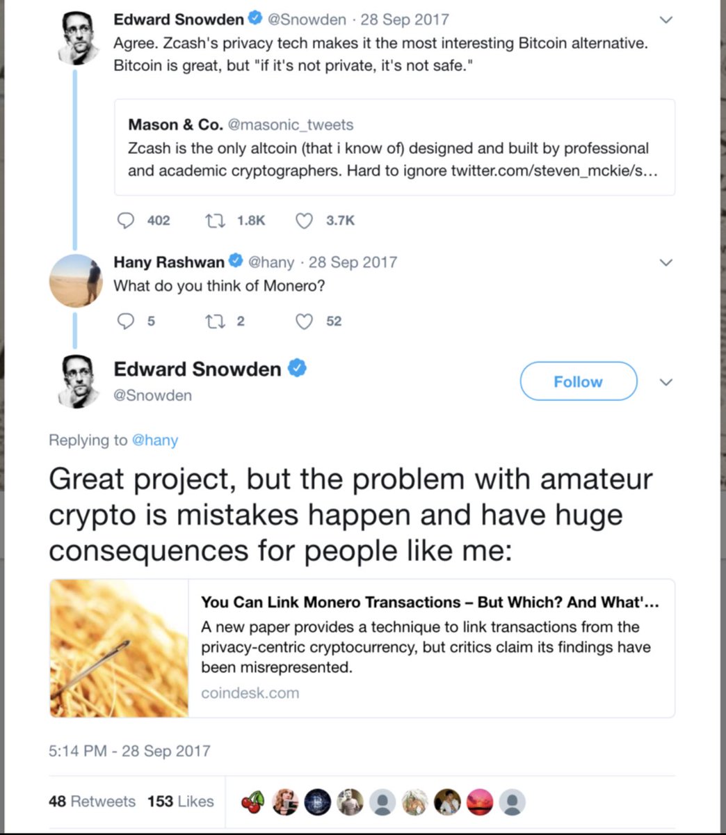 GoodStephV's tweet image. David Chaum said that Snowden said monero was written by amateurs