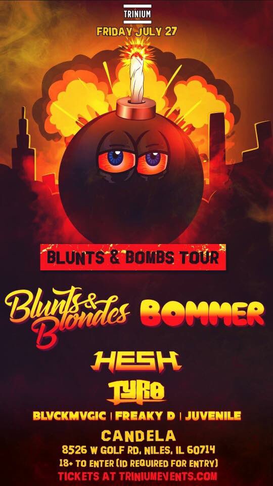 InterstellarIL's tweet photo. RT &amp; follow both @InterstellarIL &amp; @TriniumEvents to win a FREE ticket to Blunts &amp; Blondes, Bommer, HE$H, &amp; Tyro this Friday at Candela! 
Tickets: https://t.co/1Pozbttwld https://t.co/0uxthkzVXw