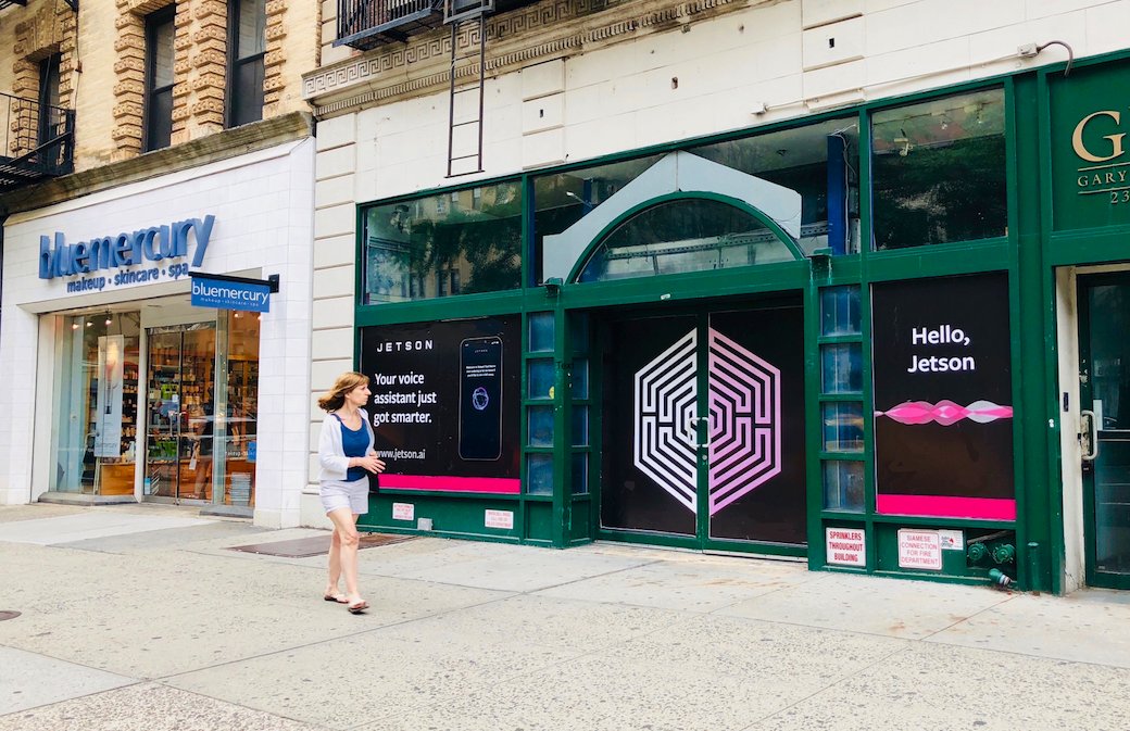 jetsonpete's tweet photo. Today was a "feel good" day for Jetson HQ, as we decided to add a little teaser to the retail portion of our building that's under construction. #retail #Jetson #voicecommerce #AI #voice #retailtechhub https://t.co/w21nlDqXVt