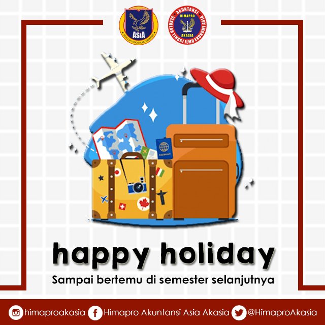 Libur telah tiba Libur telah tiba.... yeah!!!! Selamat berlibur kawan sampai berjumpa disemester selanjutnya :)

#himaproakasia 
#Liburan 
#libursemester 
#holiday
