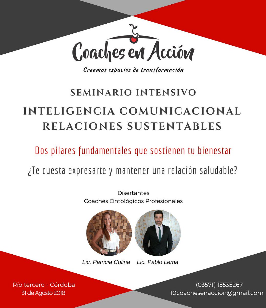 CoachesEnAccion's tweet photo. ¿Cómo nos comunicamos? ¿Qué relaciones construimos? 
Dirigido a todo público que quiera mejorar su forma de relacionarse en todos los ámbitos.
Seminario Intensivo: Inteligencia Comunicacional y Relaciones Sustentables.
Dejanos tu mensaje para que ampliemos información. https://t.co/aZVN7dmqIO