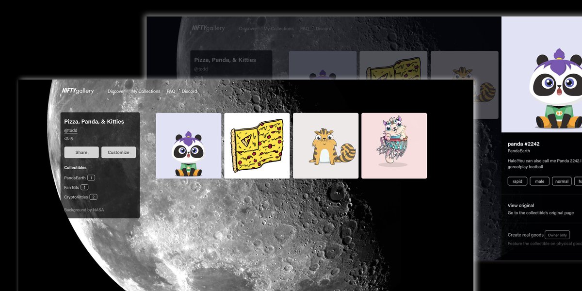 A new free theme has dropped..."whenMOON"

Create your next collection with it 🚀🌛

👉 NIFTY.gallery