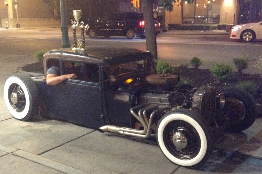 Great guests with an awesome car. Award winning and they have the trophy to prove it! #syracusenationals