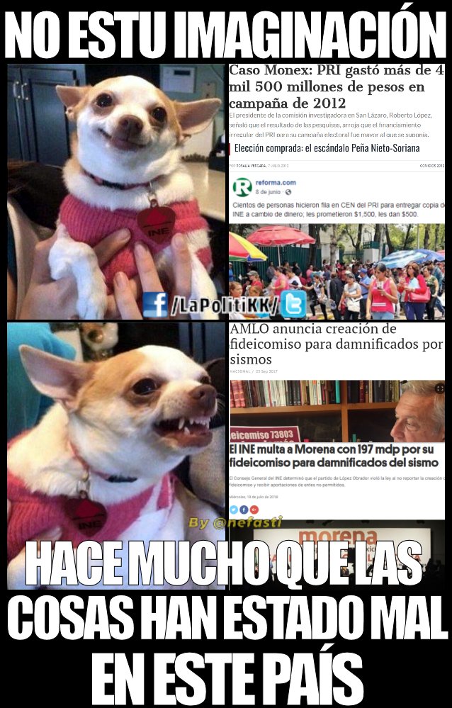 nefasti's tweet photo. Así las cosas en este país...  #INECastigaSolidaridad
#FelizSábado
#SabadoDeGanarSeguidores
#FantasticBeasts
#Aquaman
#DíaMundialDelPerro
#ParaDivertirmeYo
Morena
#TragediasDeAdulto
Estadio Azteca
#ComoYo https://t.co/kGB0dIW3Ad