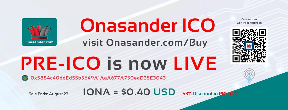 OnasanderICO's tweet image. 🔔🔔🔔 ONASANDER PRE-ICO IS LIVE! 🔔🔔🔔

BUY Onasander Tokens: Onasander.com

SEND ETH to: 0x5884c40ddEd55b5649A1AaA677A750eaD35E3043

👍Highly Awaited ICO👍
Pre-ICO price: $0.40

Join Telegram t.me/OnasanderICO for updates

#crypto #blockchain #onasanderico #ico