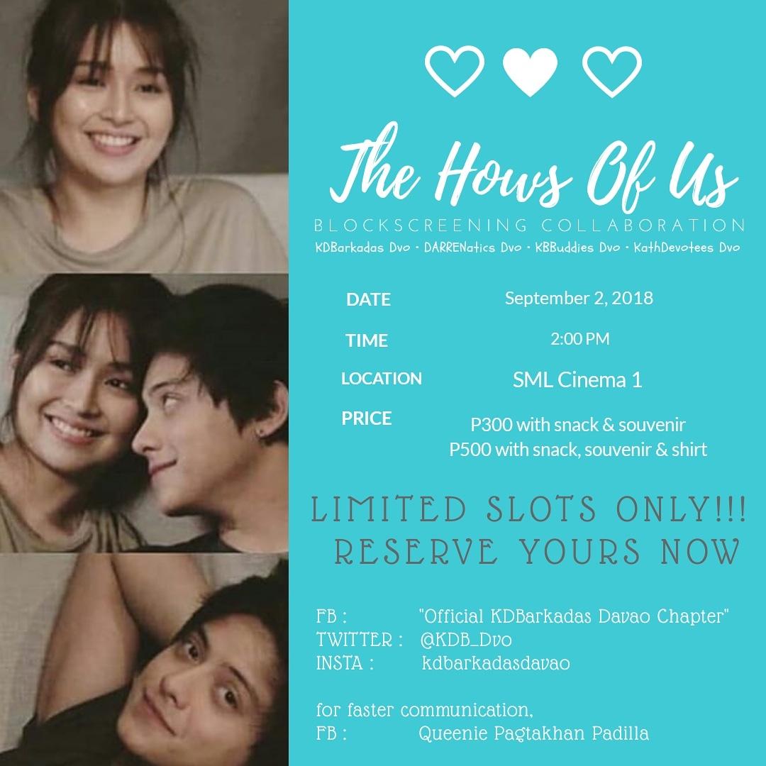 KDB_Dvo's tweet photo. PM @REYNDR0PS for reservation π
#THOU #thouprise #TheHowsOfUs #StarCinema25 #DAVAO #blockscreening https://t.co/bPkL9Tu54X