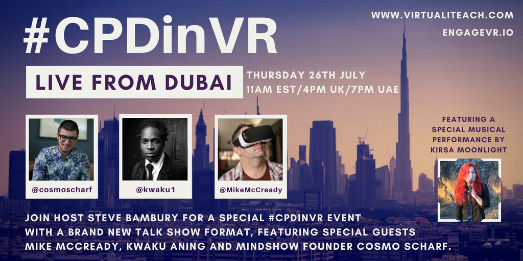 steve_bambury's tweet photo. Educatorss - want to learn more about #ARVRinEDU?
There are just 2 spots left for the #CPDinVR session on Thursday.
Register here to join us in #VR - https://t.co/fbdhgm2ngB
#VRforLearning #edtechchat #edtech https://t.co/OTVs0vU3Pp