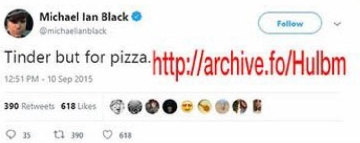steinkobbe's tweet photo. Some of these tweets Cernovich is trying to get Michael Ian Black on are just tweets about pizza https://t.co/TFfzNCDFY1
