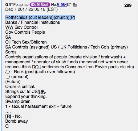  #QPost 266Rothschilds (cult leaders)(church)(P)The above in an order of power. P at TOP. Rothschilds "Satan's selective breeding program""... LC Payseur who hired the Rothschild bloodline of the Springs to run a number of the Payseur's companies." @POTUS  #QArmy  #QAnon  #WWG1WGA
