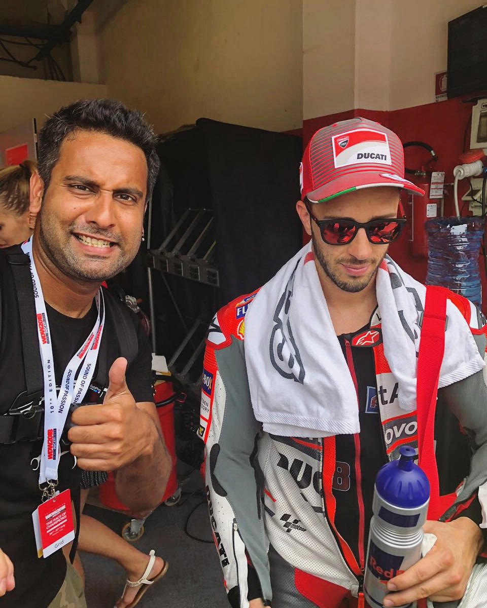 Sagarsheldekar's tweet photo. This was the surprise that @ducatimotor had in store me. The pass I won gave me access to the pits and the grid where I could meet all the stars lining up for #theraceofchampions.. like the man in the frame- @andreadovizioso! #Whattaexperience #WDW2018 #Indiaatwdw @ducati_india https://t.co/V1ZTDJtQcD