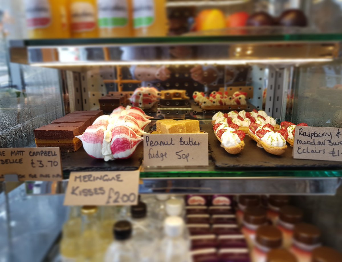 kystyambleside's tweet photo. Today's sweet treats at Kysty, including a tribute to our dearly missed friend @mCampbellCHEF #kysty #Ambleside #cumbria https://t.co/213pG6IlaP