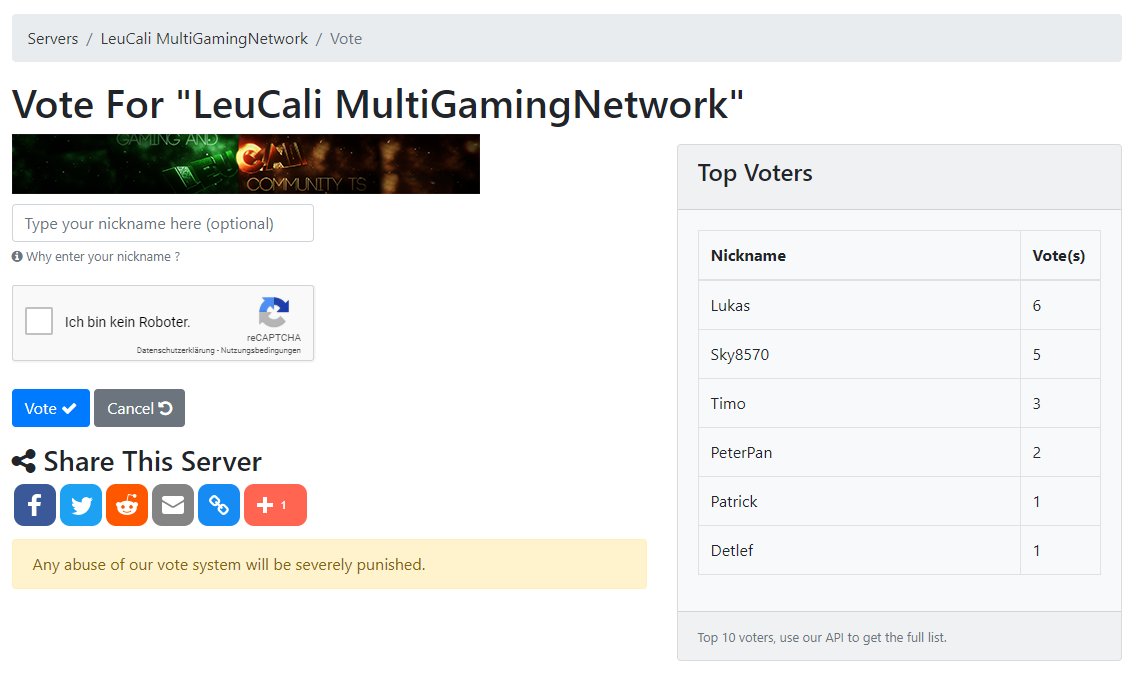 gammaarmycrew's tweet photo. Ihr könnt neuerdings auch für unseren Teamspeak Voten! 

https://t.co/JSIwszwzra

#leucali #teamspeak #ts3 #vote https://t.co/gCFIVJNT0I