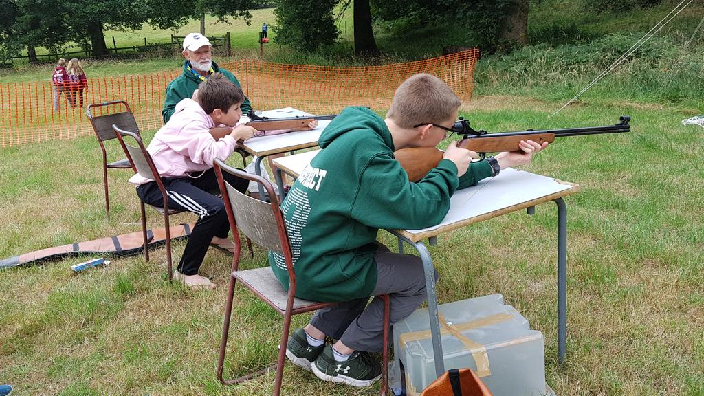 2ACScouts's tweet image. Ready, aim, fire! #2ACScouts having air rifle target practice at Summer Camp.