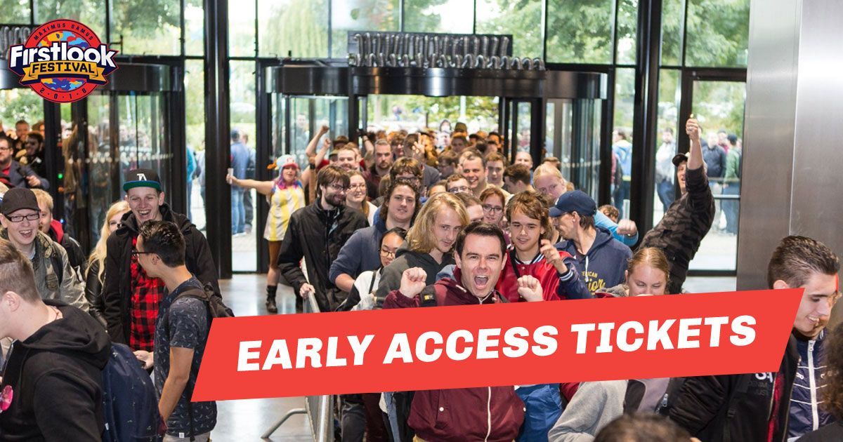 FirstlookNL's tweet photo. Geen zin in lange rijen bij je favoriete game? Met een Early Access kaartje kan jij twee uur eerder naar binnen! Haal snel je tickets op https://t.co/u9gkemHYv1👋 #FLF2018 https://t.co/ekhH8kXDQw