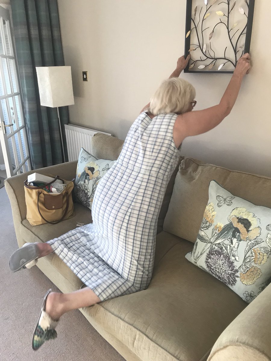 beanroll's tweet photo. Christie took a picture of her gran putting something on her wall this week. Sent it into a family chat and her uncle (her gran’s son) came back with a Photoshop I’m still pissing myself at days later. Mad Annie! https://t.co/ykbVtaKo7U
