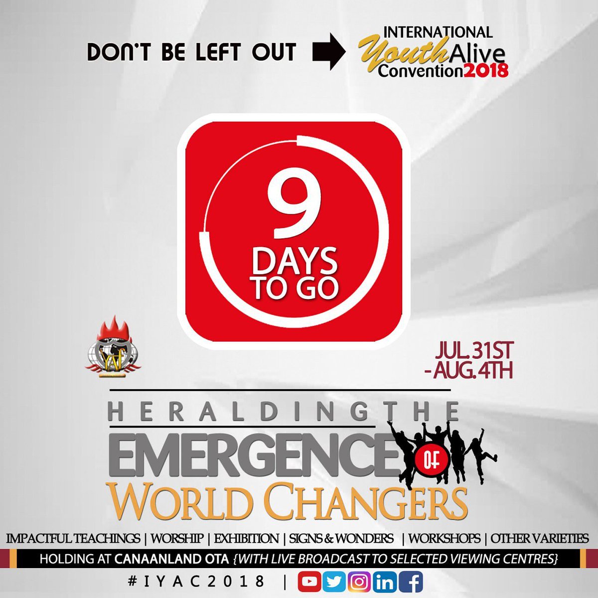 youthaliveft's tweet photo. #IYAC2018 is just 9 days to go https://t.co/Y9B4kcQpYS