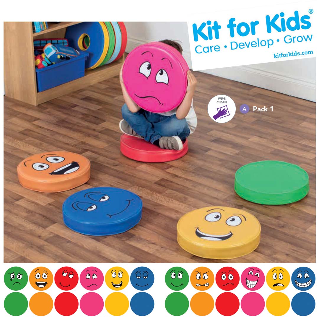 KitforKidsLLC's tweet photo. These Single sided emotions cushions are printed with a facial expression to enable group discussion in any language. #emotioncushions #softfurniture #schools #kitforkids https://t.co/c9TFpg4Fwp