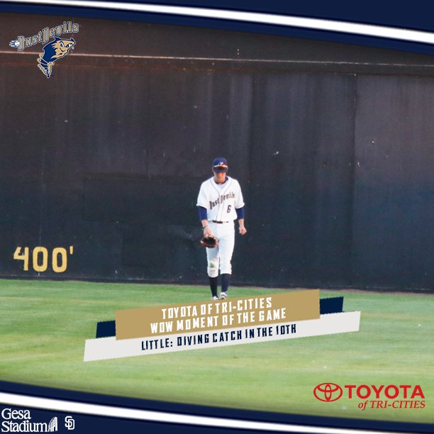 TC_DustDevils's tweet photo. Tonight's @ToyotaTriCities Wow Moment of the Game goes to left fielder @GLitty04, who made a diving catch in the 10th inning! #tcdustdevils #WowStartsHere https://t.co/sU8YR5QuRZ