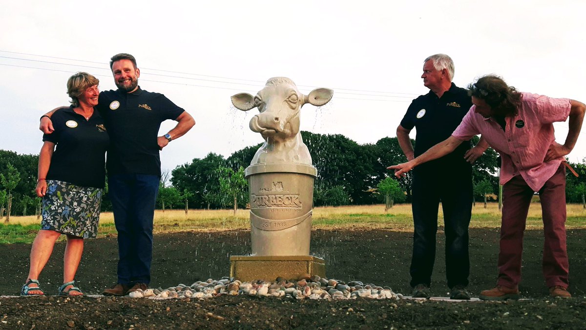 CazR1chards's tweet photo. Thrilled to celebrate with the utterly fabulicious @PurbeckIceCream on their #30thBithday at #icecreamHQ. After the speeches, #poetry & clinking of glasses, this fantastic @DorsetFoodDrink brand unveiled a sculpture by #jonathansells to mark the occasion. #besticecreamever 🍦🍦🍦 https://t.co/kr81aZKaeD