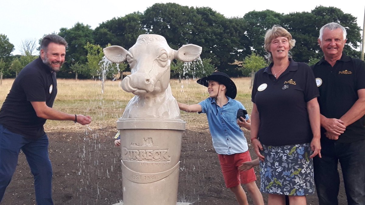 CazR1chards's tweet photo. Thrilled to celebrate with the utterly fabulicious @PurbeckIceCream on their #30thBithday at #icecreamHQ. After the speeches, #poetry & clinking of glasses, this fantastic @DorsetFoodDrink brand unveiled a sculpture by #jonathansells to mark the occasion. #besticecreamever 🍦🍦🍦 https://t.co/kr81aZKaeD