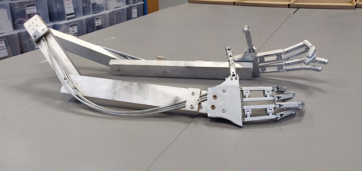 scareminator's tweet photo. Final spraying, arm and hand construction complete. These parts are removable to facilitate easy scareminator installations. https://t.co/9kEyVYLbV3