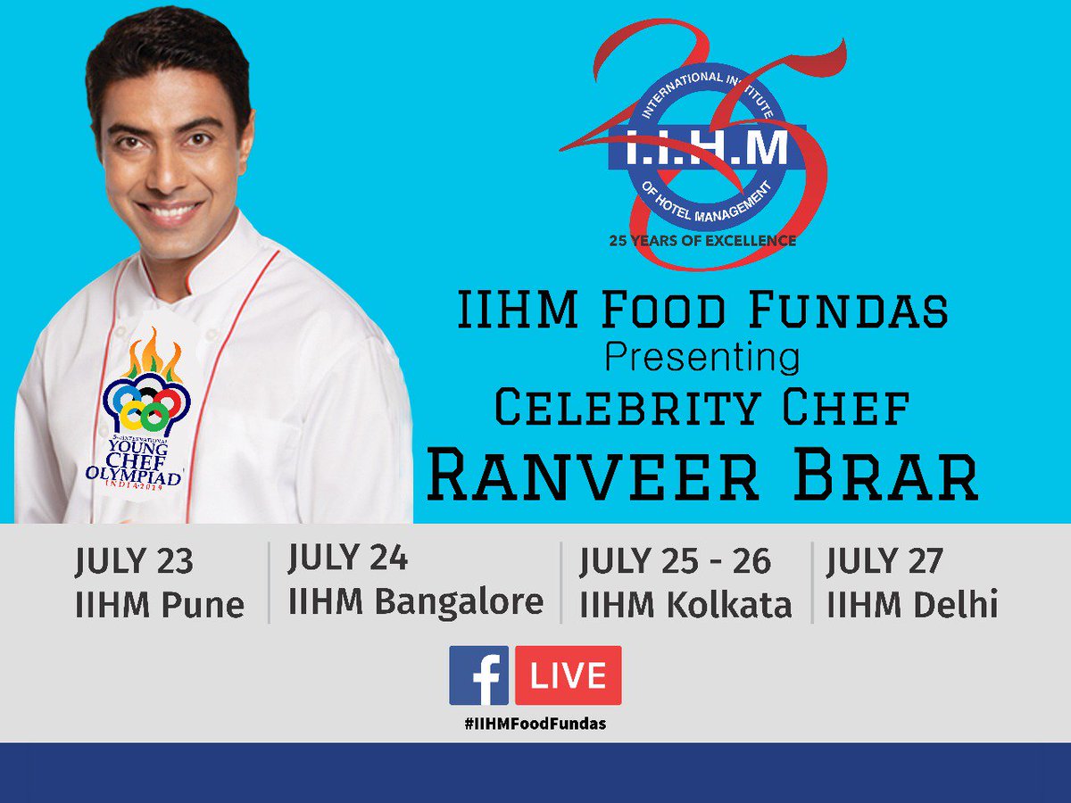 Deeksha_IIHMPun's tweet photo. I heartily welcome our celebrity chef Ranveer Brar on the behalf of #IIHM#  
IIHM food fundas presenting celebrity #CHEF RANVEER BRAR# https://t.co/ZRawRyShXT
