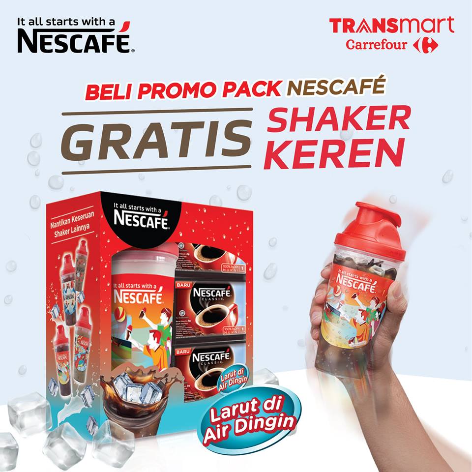 Transmart_IND's tweet photo. Buruan beli promo pack Nescafe, ada gratis shaker. Datangi juga Booth Nescafe di gerai Transmart Carrefour dan dapatkan hadiah spesial, catat jadwalnya:
☕21-22 Juli 2018
ITC Kuningan | MT Haryono | Puri Indah | Cempaka Putih

#NescafeCoolTreat #ItAllStartWithNESCAFE #CarrefourID https://t.co/U0xGscBAkc
