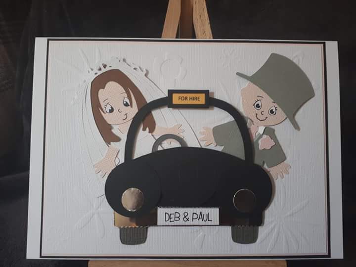 cardsbychrissie's tweet photo. Wedding wishes to Deb and Paul who tied the knot yesterday.
Another variation to my popular wedding card - taxi anyone 🚕
#wedding #cricut #sizzex #taxi #handmade #crafting #celebration https://t.co/BJfbTPZae3