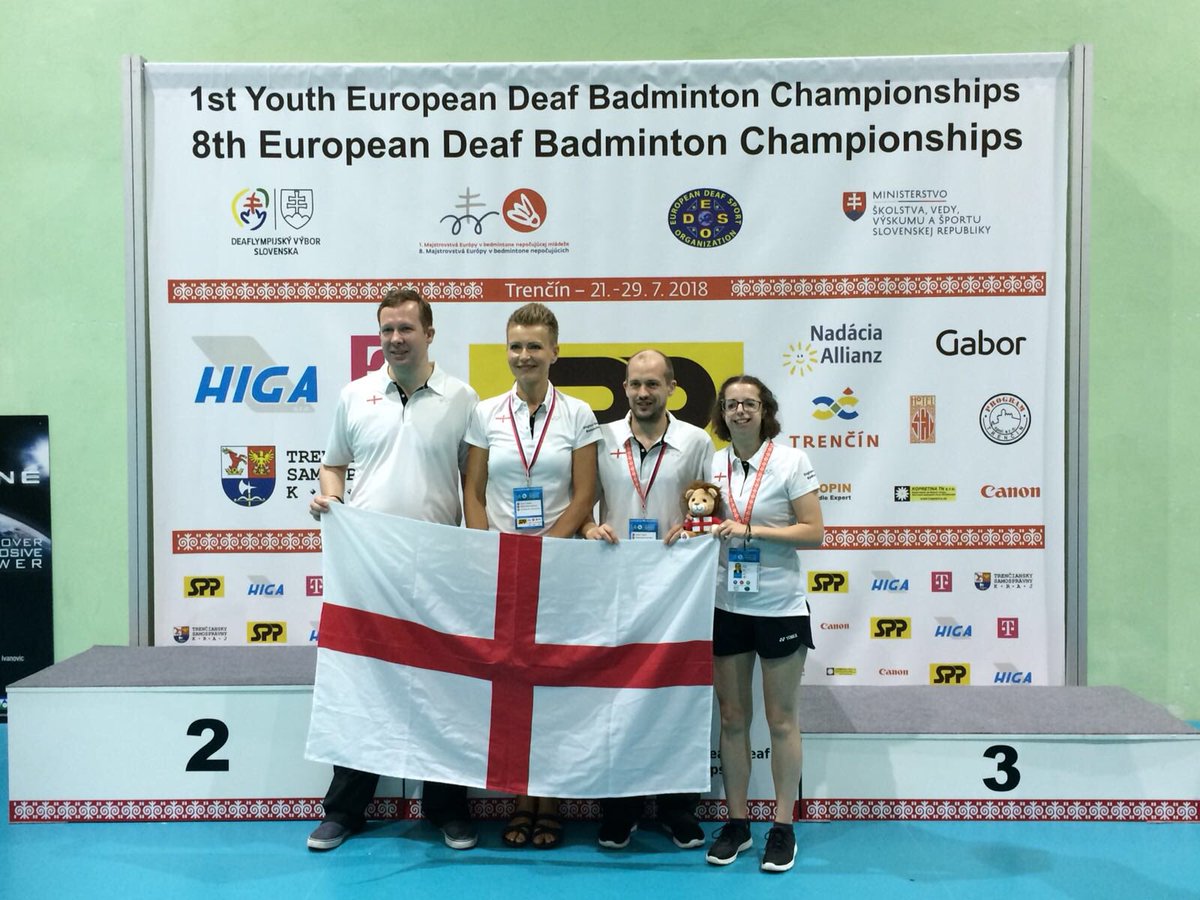 GBDeafBadminton's tweet photo. England deaf badminton team flying the flag in Slovakia!

First team event starts at 4pm (3pm UK time) against Turkey https://t.co/4WyTRtjkj9