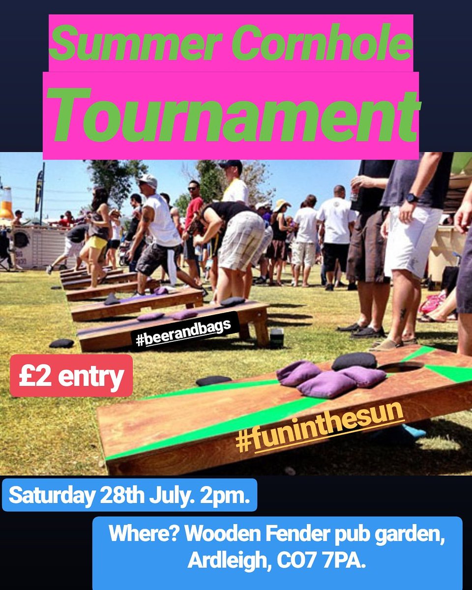 Join us for our inaugural cornhole tournament on Saturday 28th July. £2 entry, 2pm start. Kindly hosted in the ideal Wooden Fender pub garden. Get in touch if you're interested! #cornhole #funinthesun