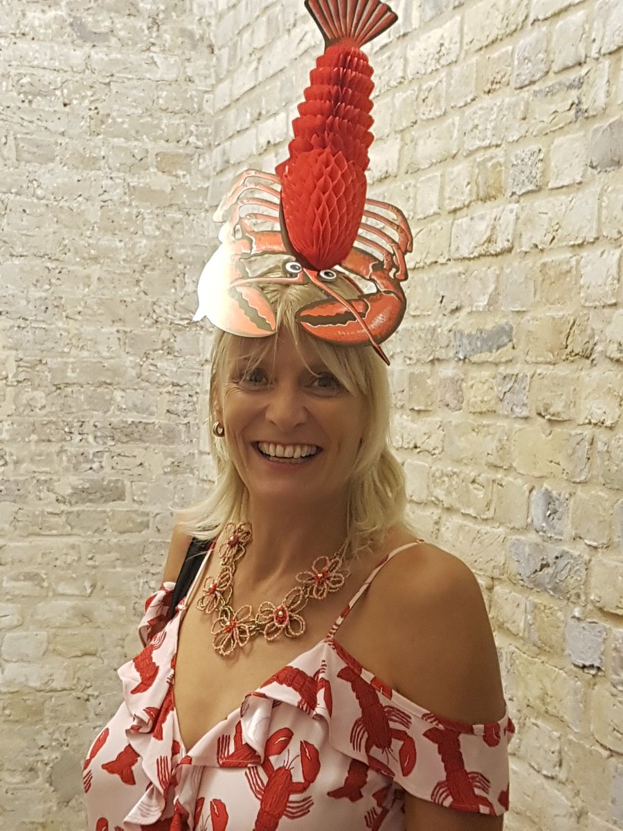 NigelN_B's tweet photo. My wife's lobster dress going rather splendidly with a lobster hat from @ciara_monahan @royalacademy #RASummer https://t.co/BiraVaOwRj
