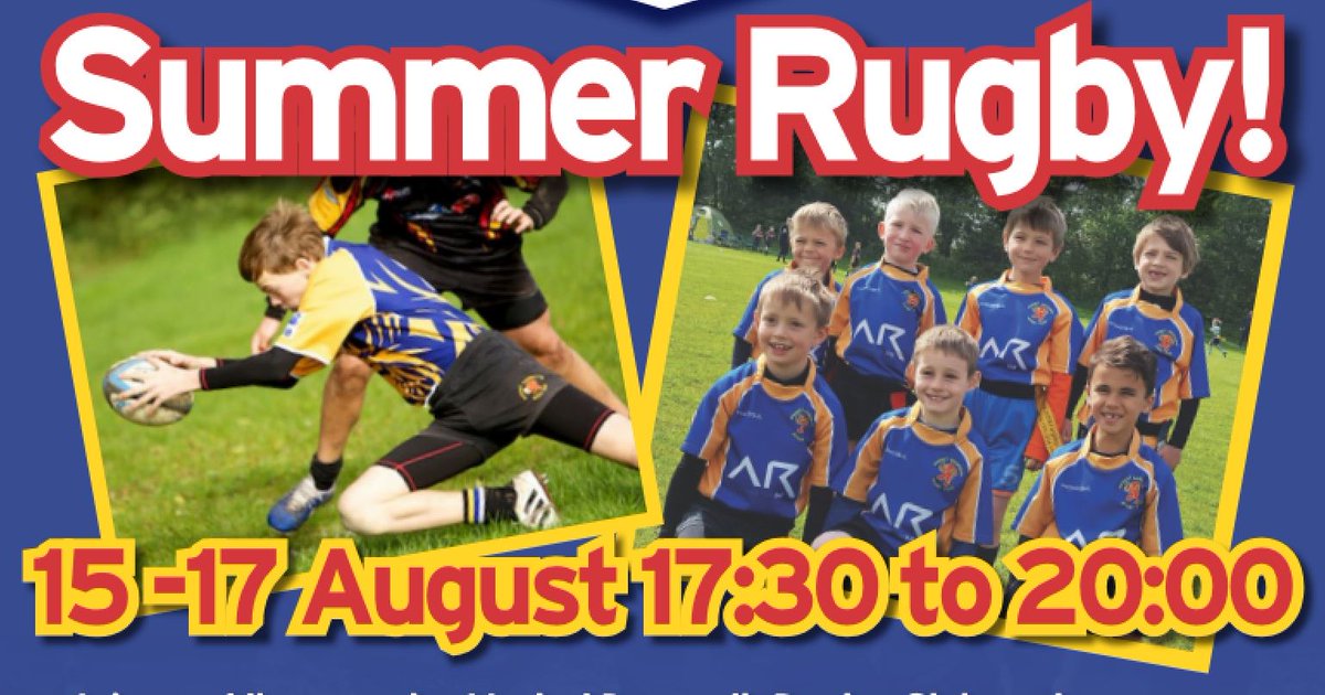 Market Bosworth Rugby Club is holding its  annual rugby summer school for boys and girls. All children 4-12 year olds are welcome,  regardless of experience. Registration is from 17:30 each evening, finishing at 20:00 and costs just £5 for each session. #SummerJuniorRugby