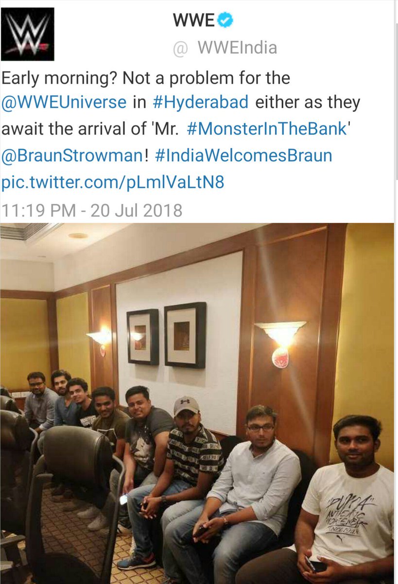 LalithMiriyala's tweet photo. Got meets with the #Monsteramongmen @BraunStrowman yesterday in Hyderabad (India) ...😍😍

It was nice meeting sir..☺❤
Thanks to @WWEIndia
 #WWE #IndiaWelcomesBraun #wweindia #MonsterInIndia #MonsterInTheBank #SDLive #BraunStrowman https://t.co/huJrPH4ZY4