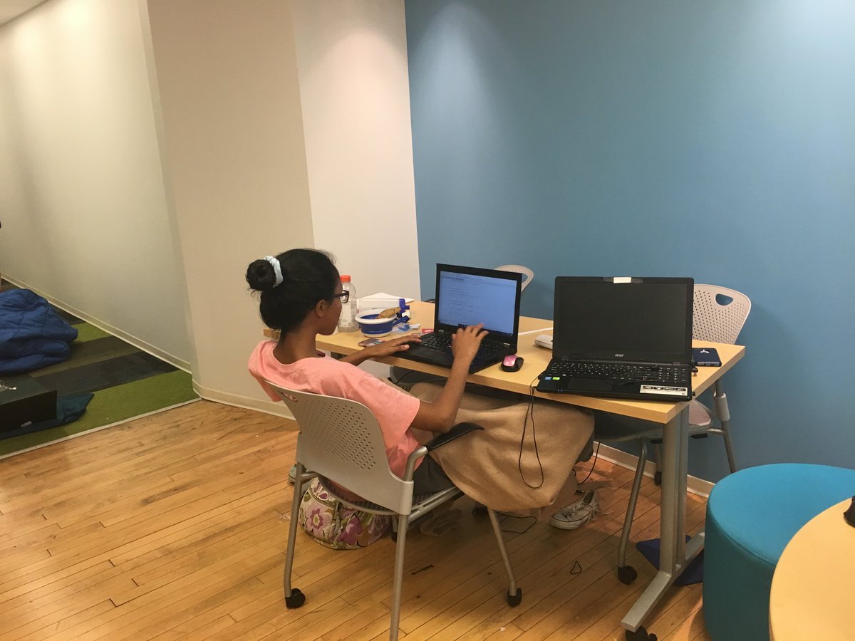 HackChicago18's tweet photo. The escape room adventure game by the girl in pink! https://t.co/3IHkg6mF8R