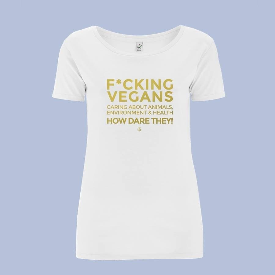 F*ckin Vegans -  Caring About Animals, Environment & Health How dare they! Organic, Fair Trade, Reduced Carbon footprint ladies tee available now 😊🤘 bit.ly/528fcknVegansLD

#vegantgirl #vegan #vegano #veganclothing #veganaf  #528wear #govegan #veg #veganboy #veganmodel #vegans