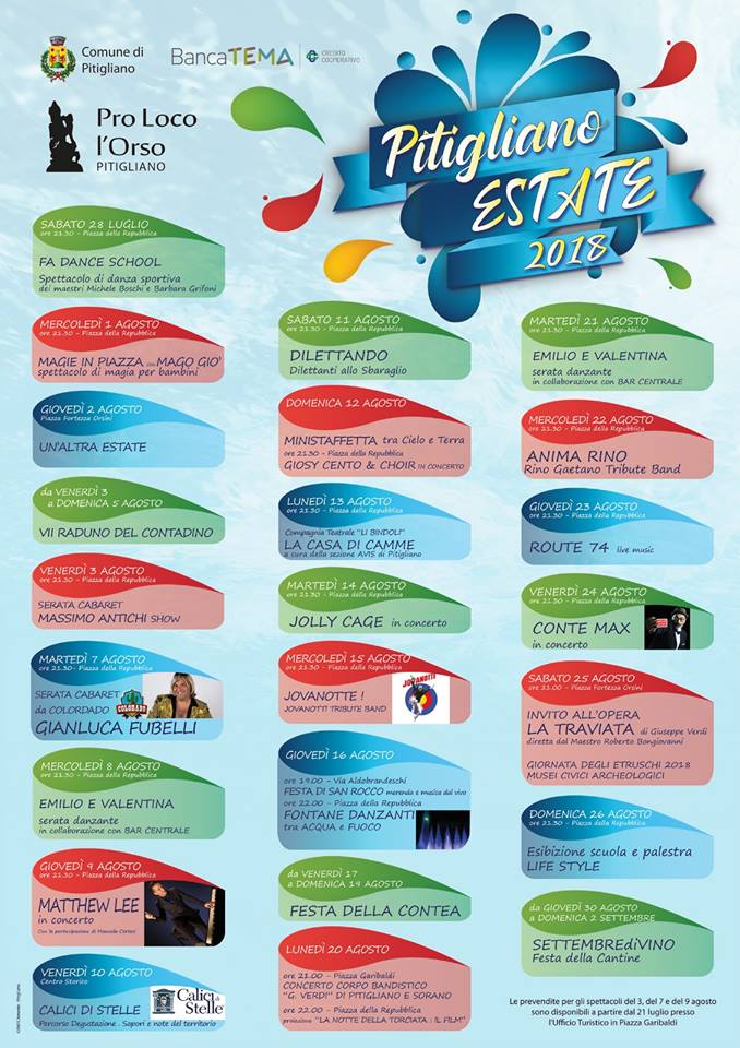 Tantissimi eventi per tutta l' estate e per tutti i gusti!!
#Pitigliano