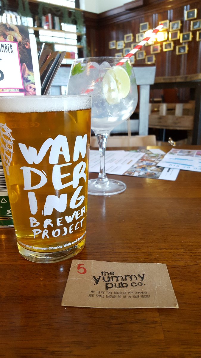 Gerrys_Kitchen's tweet photo. Our weekend in #London is almost over. Grabbing #britishtapas at @TheSomersTown before the @VirginTrains home. Washing lunch down with a #RucksackIPA by @WanderingBrewer whilst @LittleGemsJewel enjoys @CotswoldSpirit #Gintonic #foodblogger #GerrysKitchen https://t.co/kCRRjWU2a1