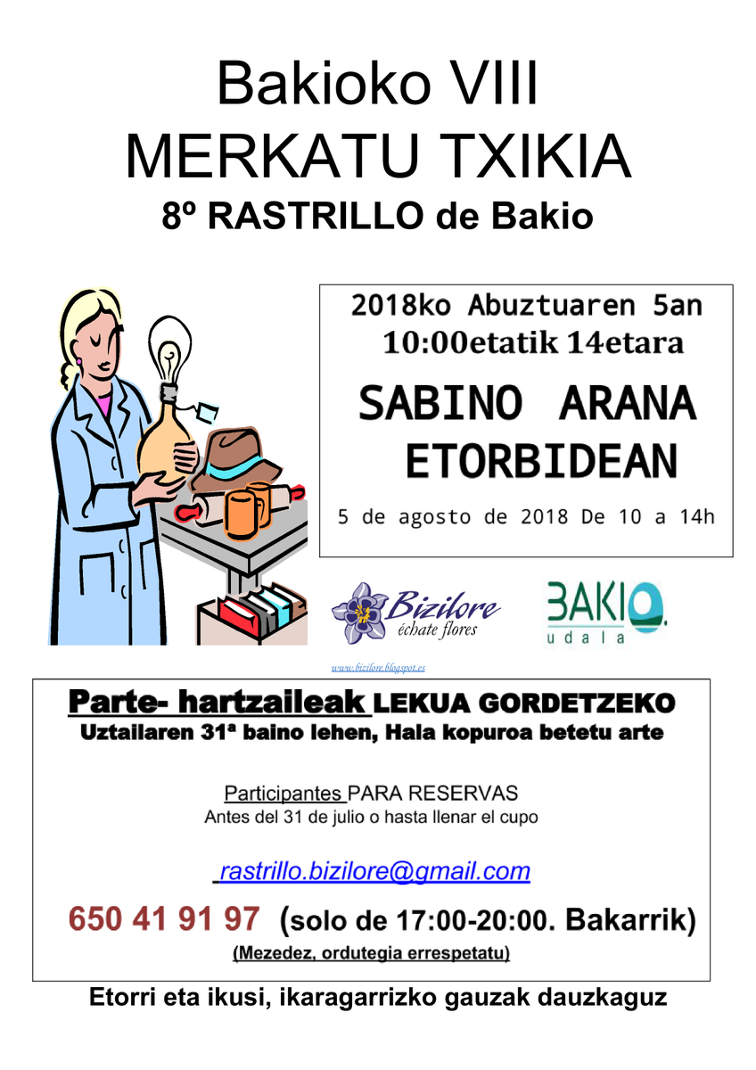 bizilore's tweet photo. #rastrillo de @bizilore en #bakio, 5 de agosto 10:00-14:00; https://t.co/WkTdQG4TVd